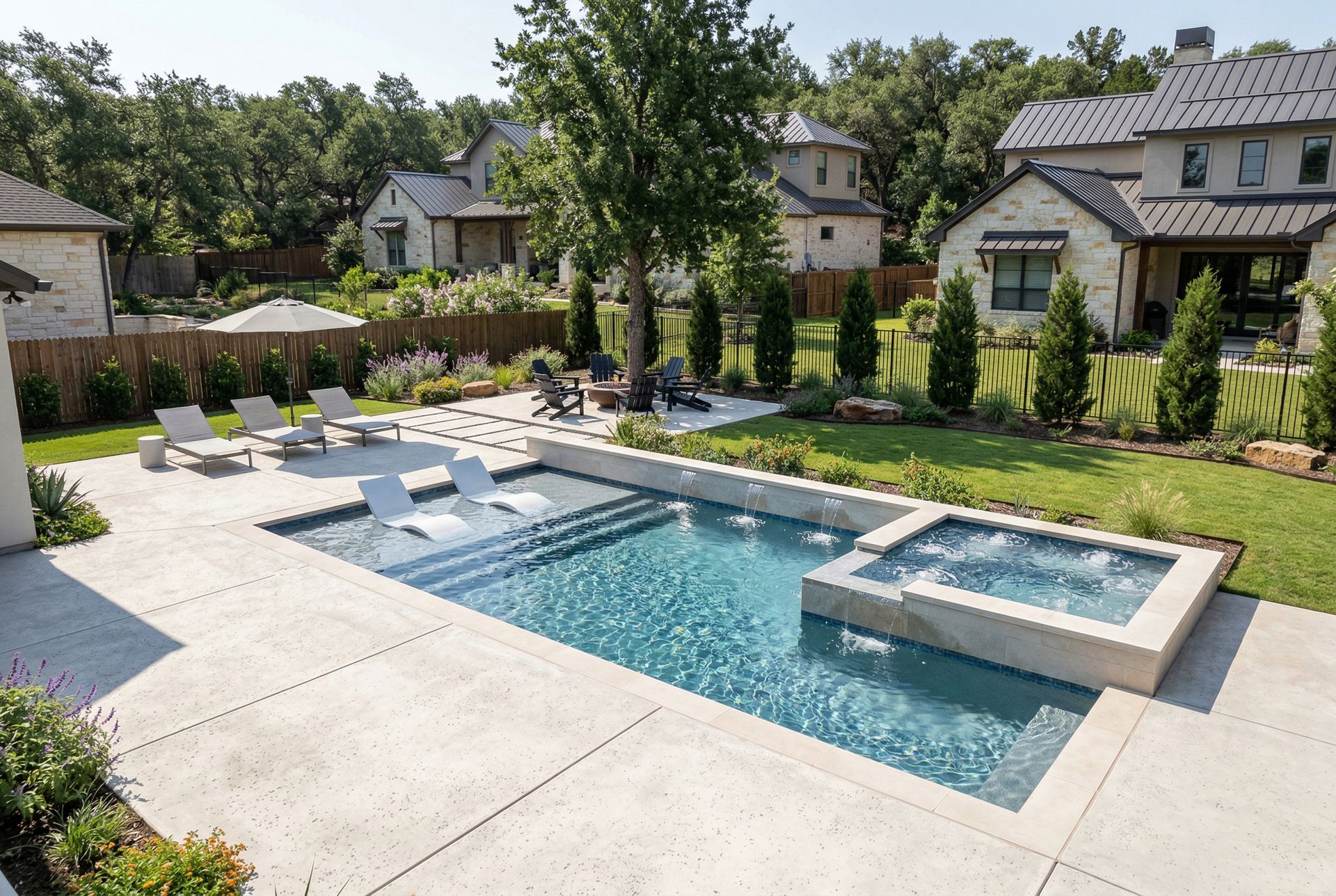Custom pool by Clearform Pool Co., designed and built in Austin, TX.