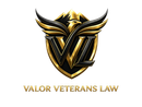 Gold and black Valor Veterans Law logo with stylized wings and shield emblem