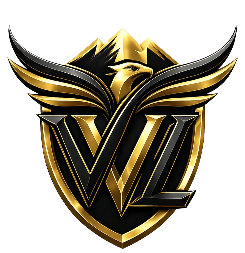 Gold-and-black winged shield logo with VL initials and text “Valor Veterans Law” underneath