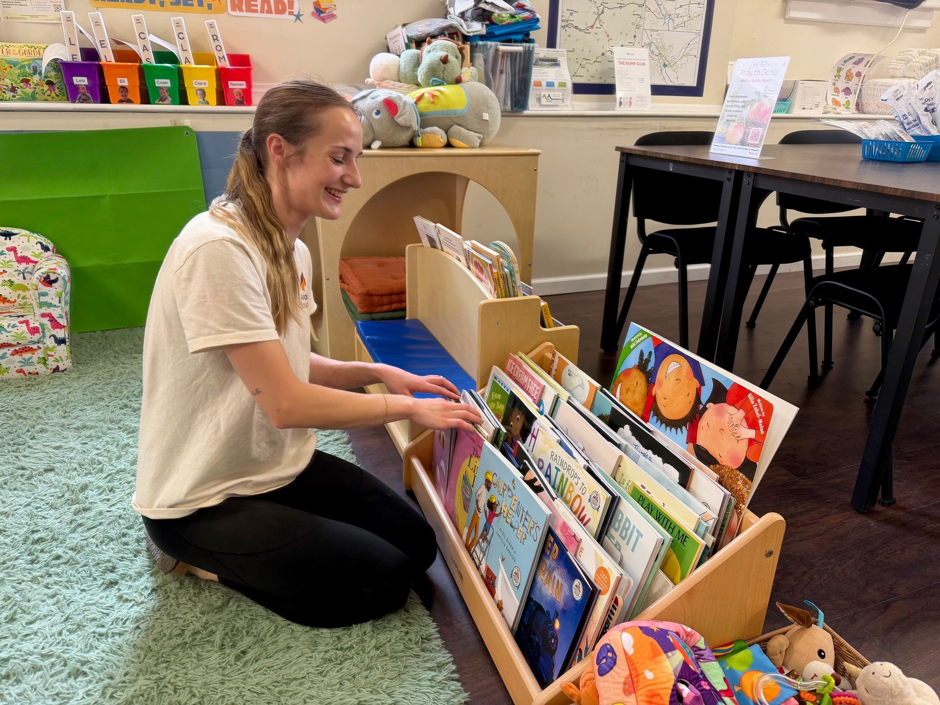 Hannah Bennett, Ardent Solutions’ First Step Family Resource Center Specialist, placing Dolly Parton