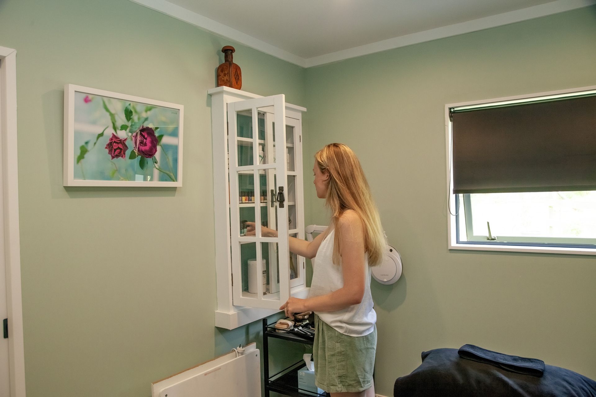 Treatment room in boutique day spa, photography Auckland. Interior design photography