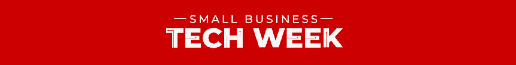 Tech Week banner with bold red background for Houston-based managed IT services and business tech event.