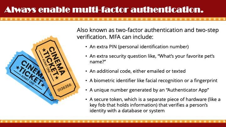 MFA cybersecurity tip explaining multi-factor authentication to strengthen login security across Houston businesses.
