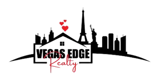 VEGAS EDGE Realty logo with black skyline, red hearts, and stylized house outline