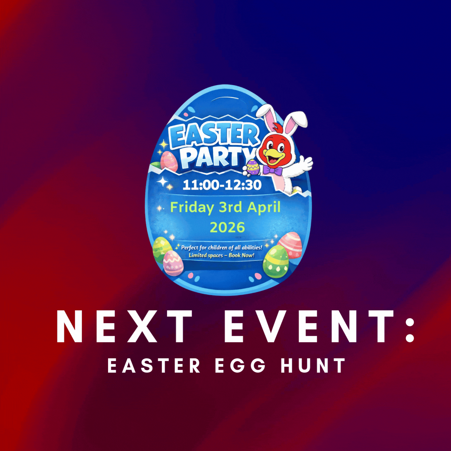 An easter egg hunt is being held on saturday 4th april