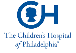 Logo for The Children's Hospital of Philadelphia, featuring a blue circular design with a silhouette inside.