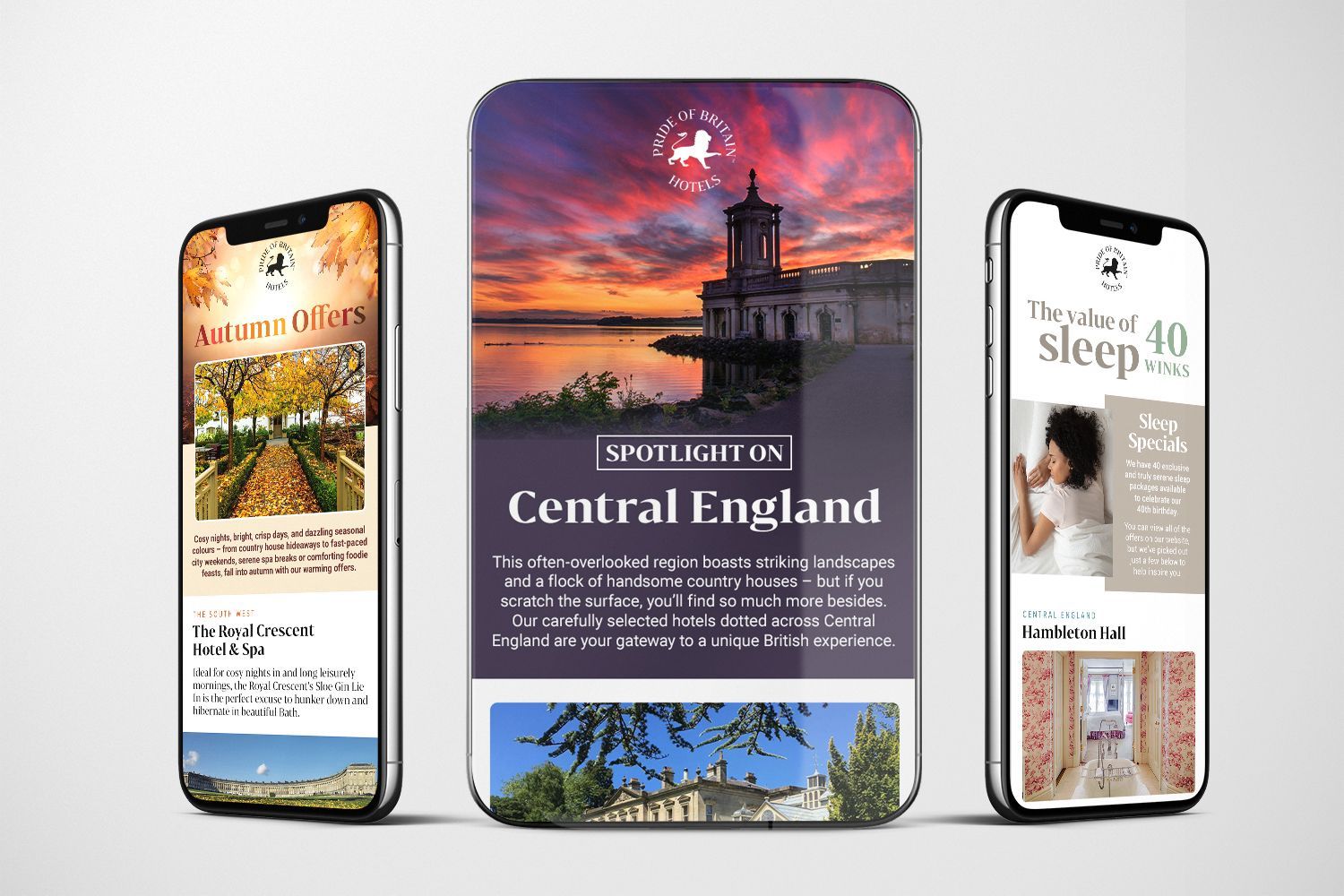 Pride of Britain Hotels marketing emails design