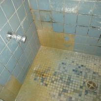 Hard Water Shower Before — Niles, MI — Michiana Sanitation Specialist