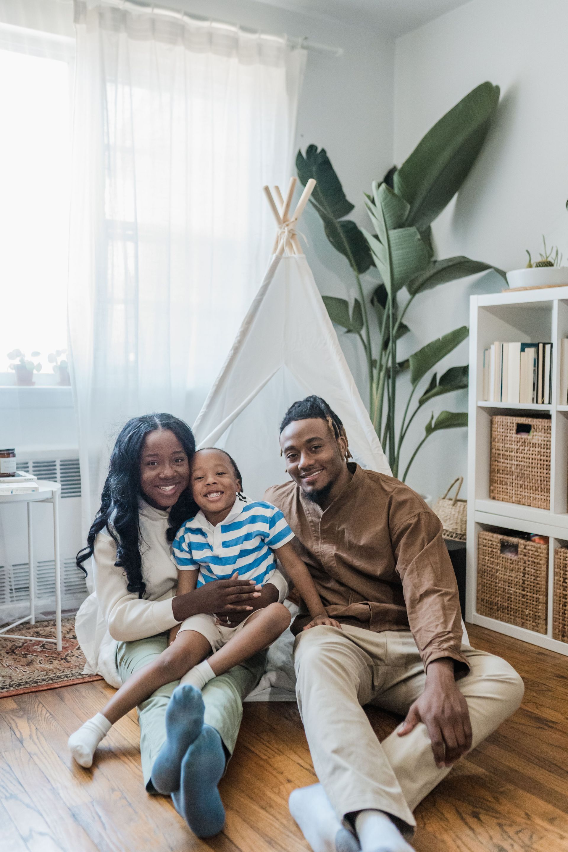 nebraska family smiling in their home