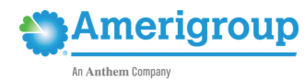 Amerigroup logo with a blue flower design and the text