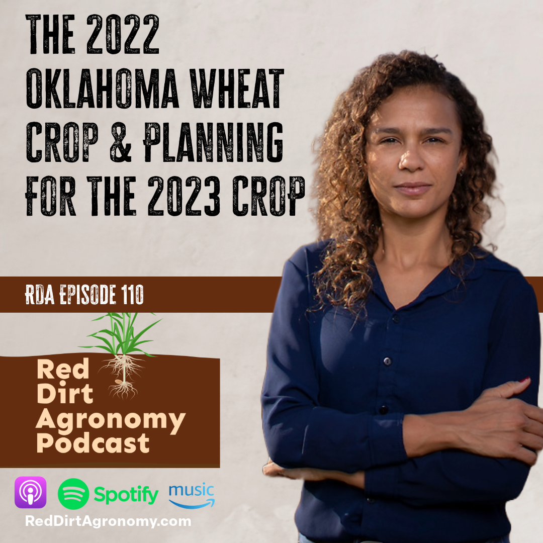2022 Oklahoma wheat crop and planning for 2023 crop podcast cover with woman on brown background