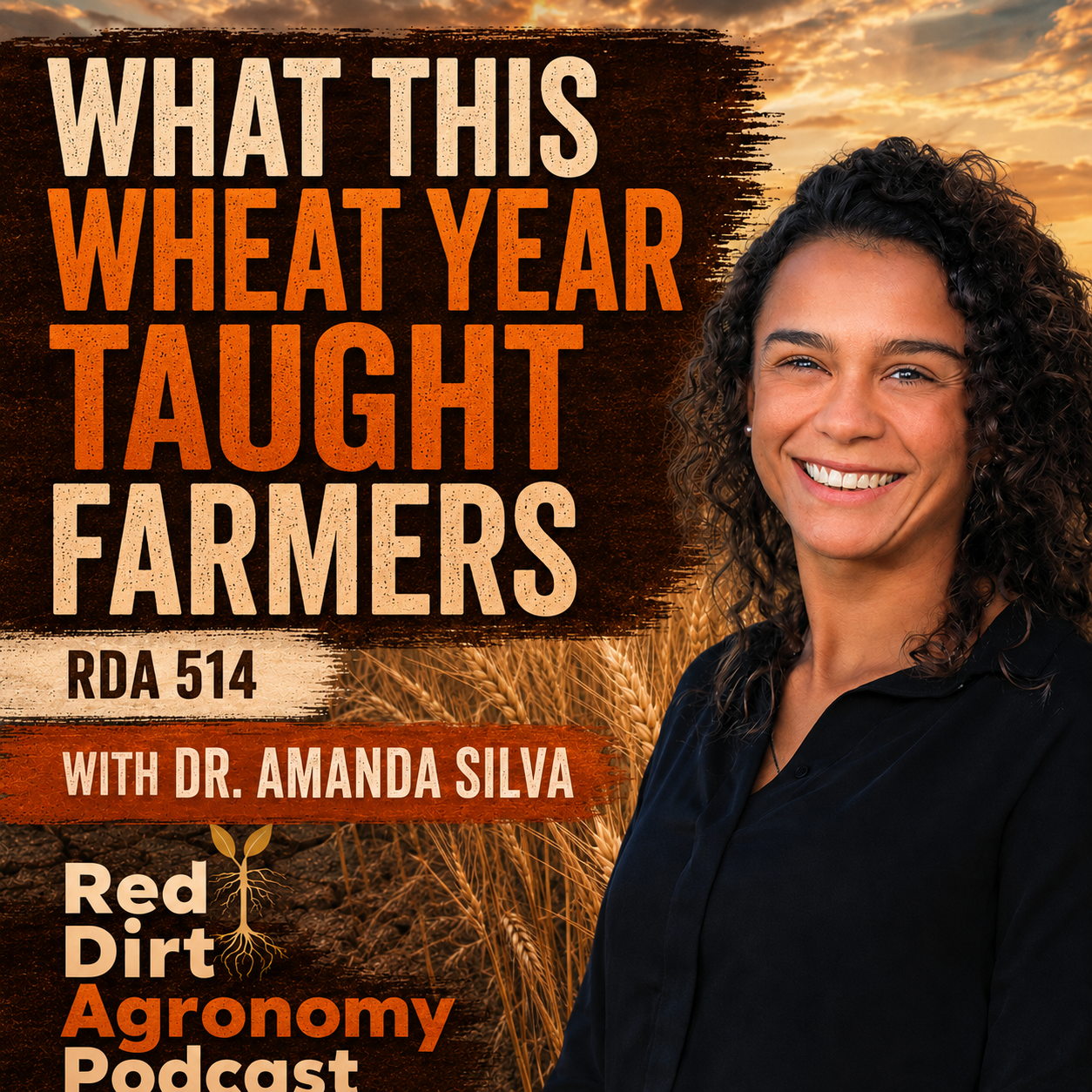 Podcast cover for Red Dirt Agronomy: “Oklahoma Crops: Small Isn’t Bad,” with three men in a crop field and logos.