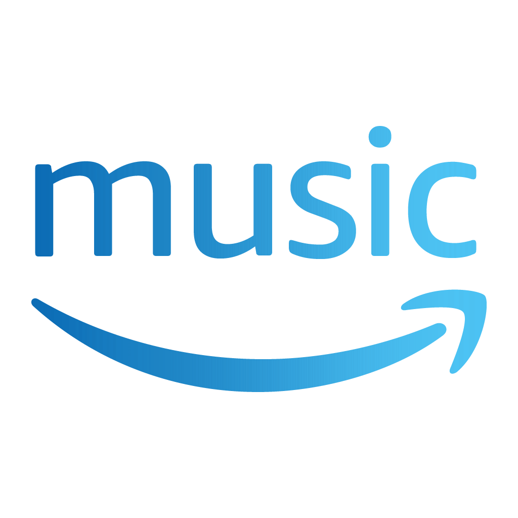 Amazon Music logo in blue with a curved smile arrow underneath