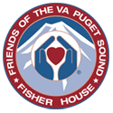 Friends of the VA Puget Sound Fisher House circular logo with red heart and blue home icon