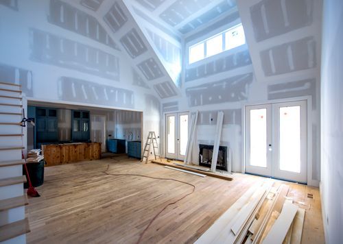 A Living Room In A House Under Construction With A Vaulted Ceiling - Millville, CA - Concrete Construction Excavating Inc. A Living Room In A House Under Construction With A Vaulted Ceiling - Millville, CA - Concrete Construction Excavating Inc.