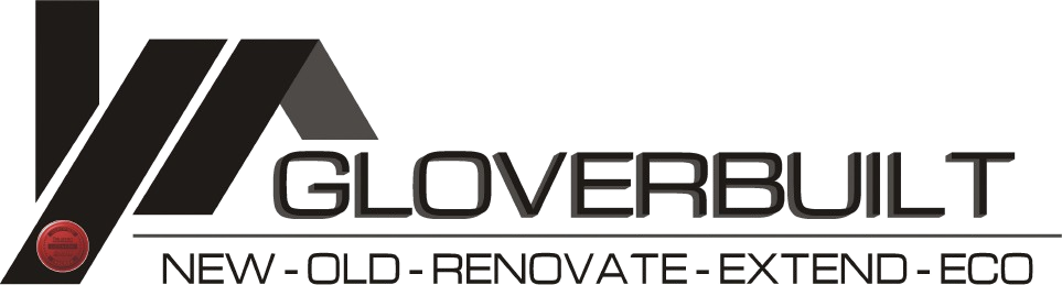 Logo for Gloverbuilt with a stylized house icon and the tagline
