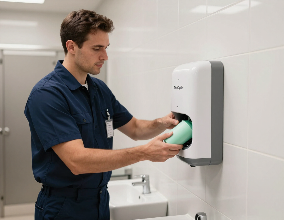 Technicien GCM Hygiène WC en intervention