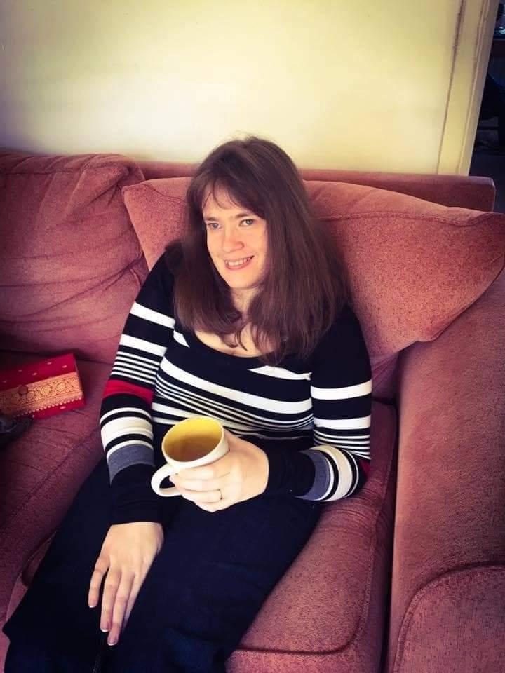 Helen with tea 2016 for Launch of Taking Steps