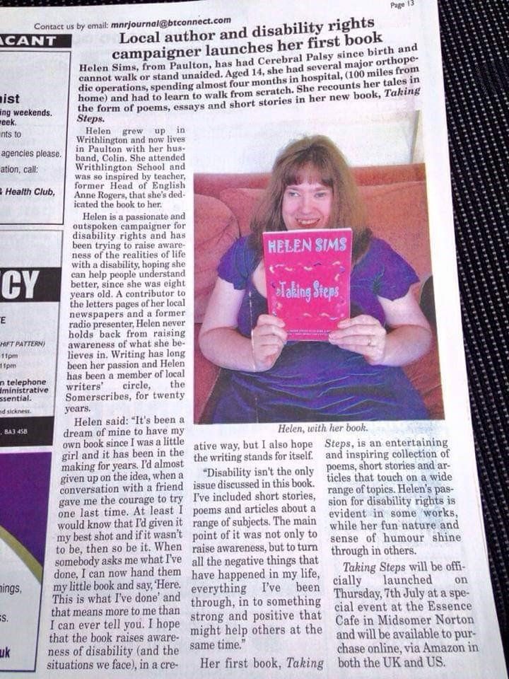 Image of Local Press Coverage - Midsomer Norton Journal post publication of Taking Steps