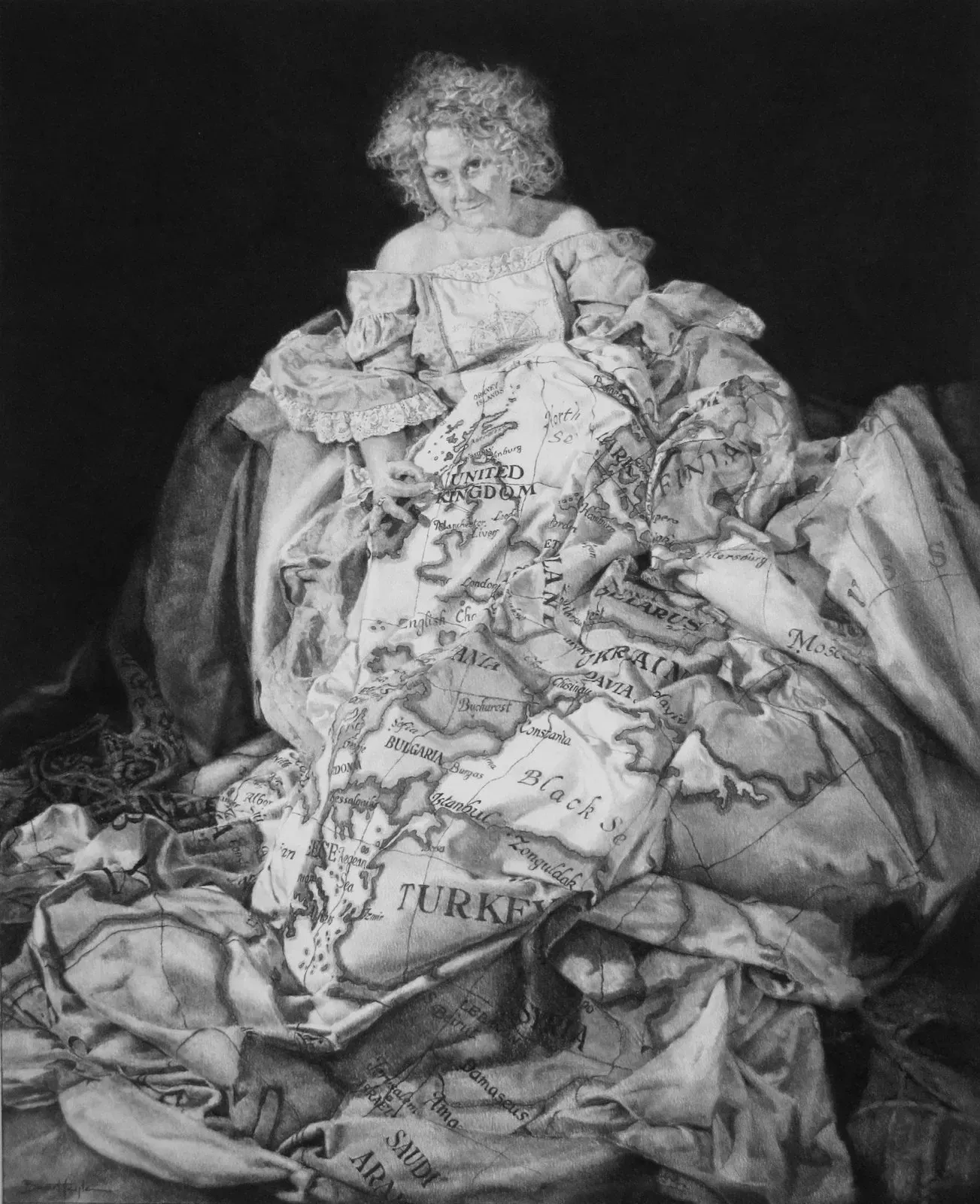 Bart Heijlen - Brexit - EU - Charcoal drawing.