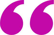 Two large magenta quotation marks on a white background