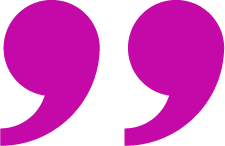 Two large magenta quotation marks on a white background