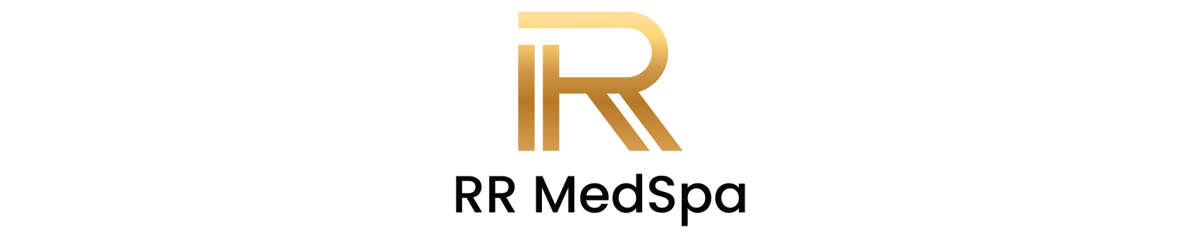 Logo for RR MedSpa: stylized gold 