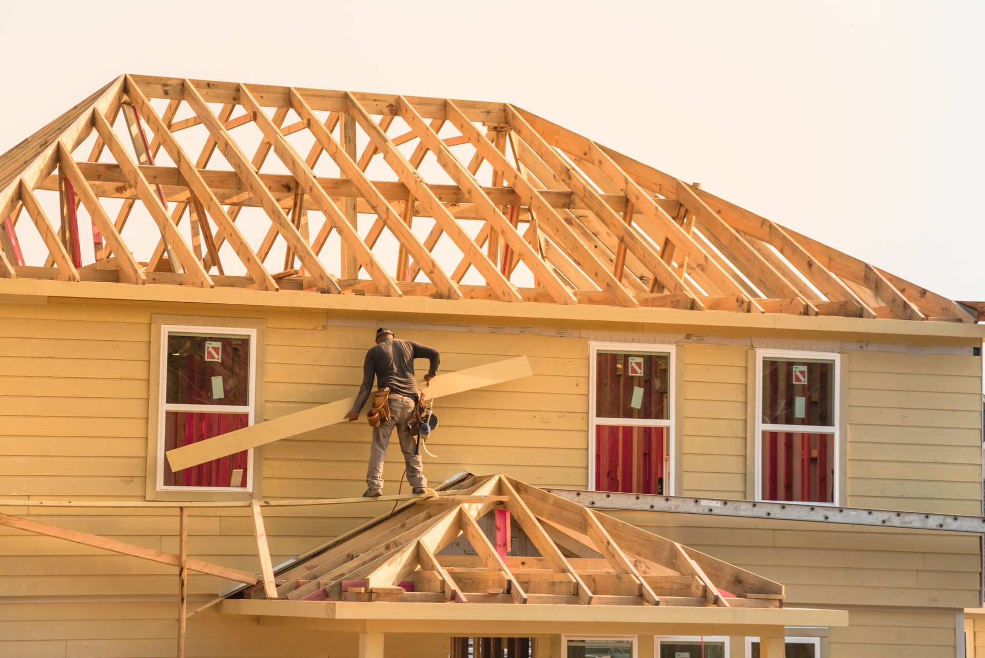 Construction Worker Working On Renovation House Project