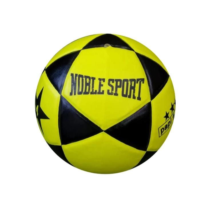 Balón de fútbol NOBLE SPORT amarillo y negro con estampado de estrellas.