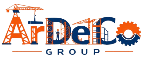 ArDelCo Group logo in orange and blue with a crane and gear motif