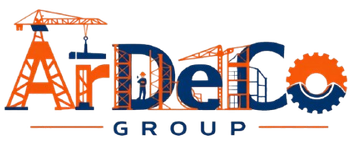 ArDelCo Group logo in orange and blue with a crane and gear motif