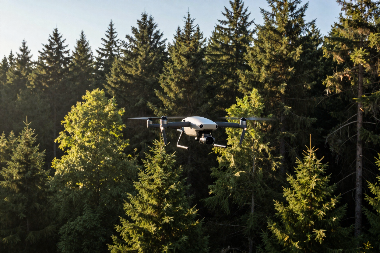 Drone managing timberland vegetation