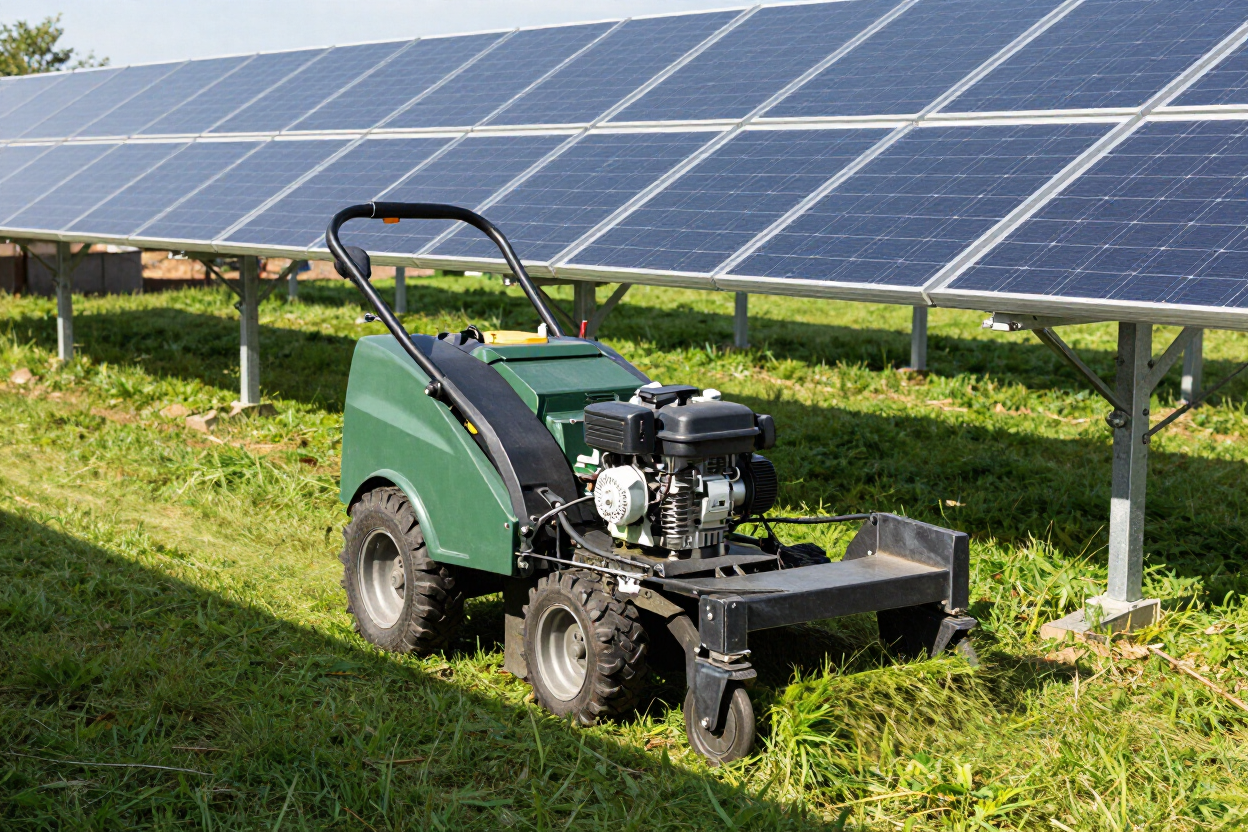 Mowing at a solar farm