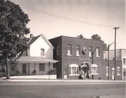 Brick building with arched entrance,