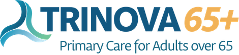 A logo for trinova 65+ primary care for adults over 65
