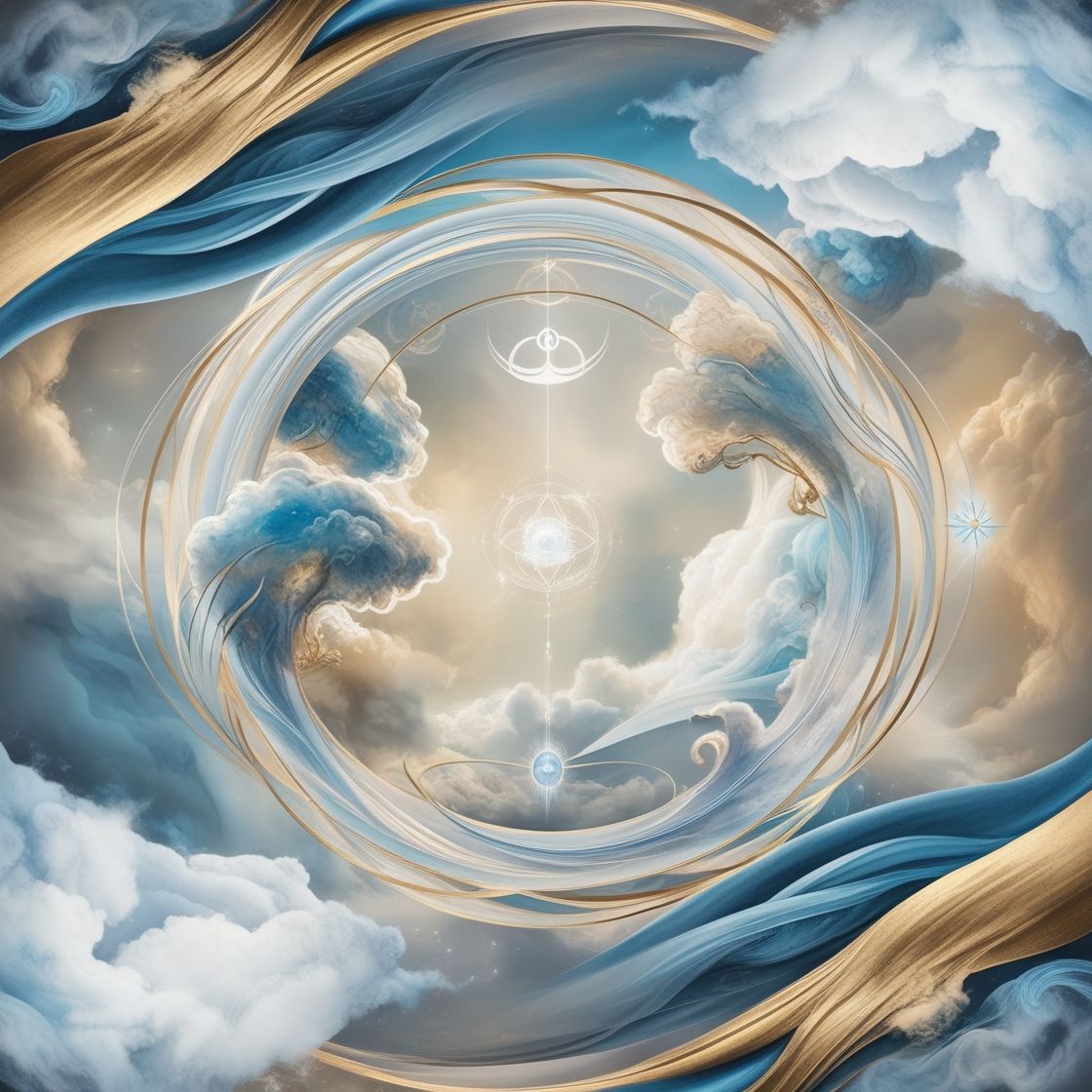 Logo for Quantum Journey with a gold circle and swirling blue and gold lines on a dark blue background.