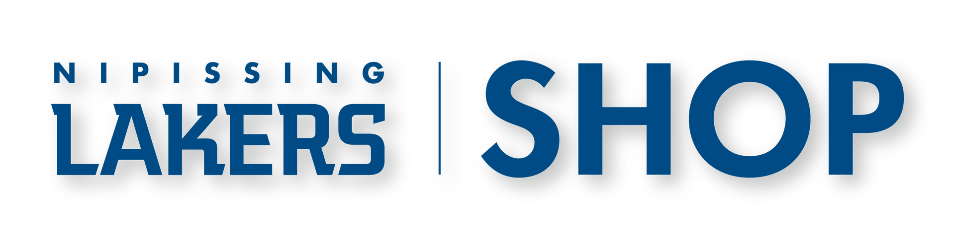 Nipissing Lakers Shop logo in dark blue, with a shadow effect, separated by a line.