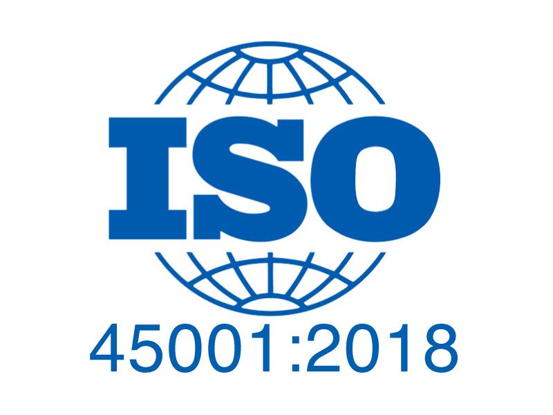 Logo blu ISO 45001:2018: lettere