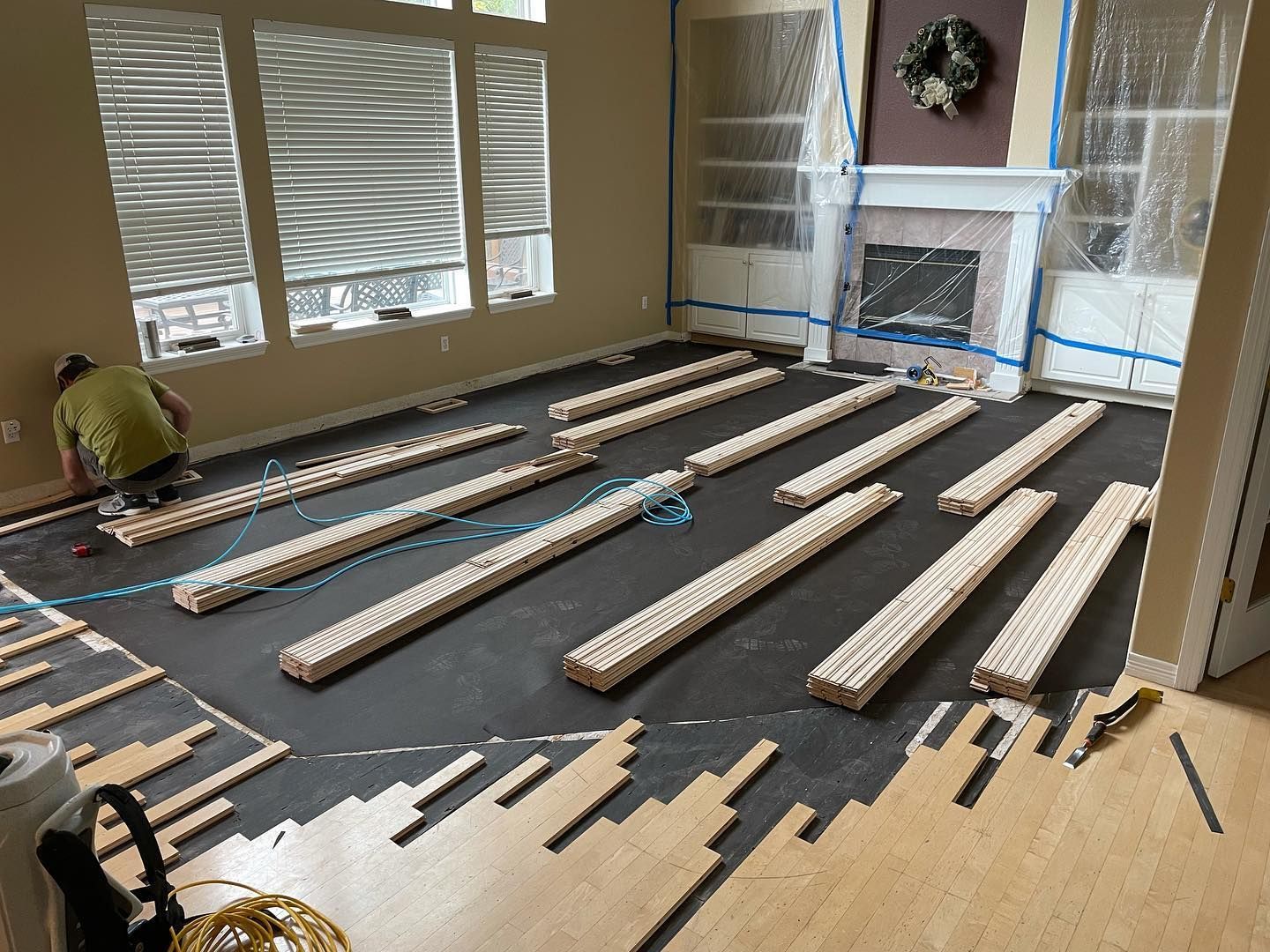 laminate floor and tools for woodworking