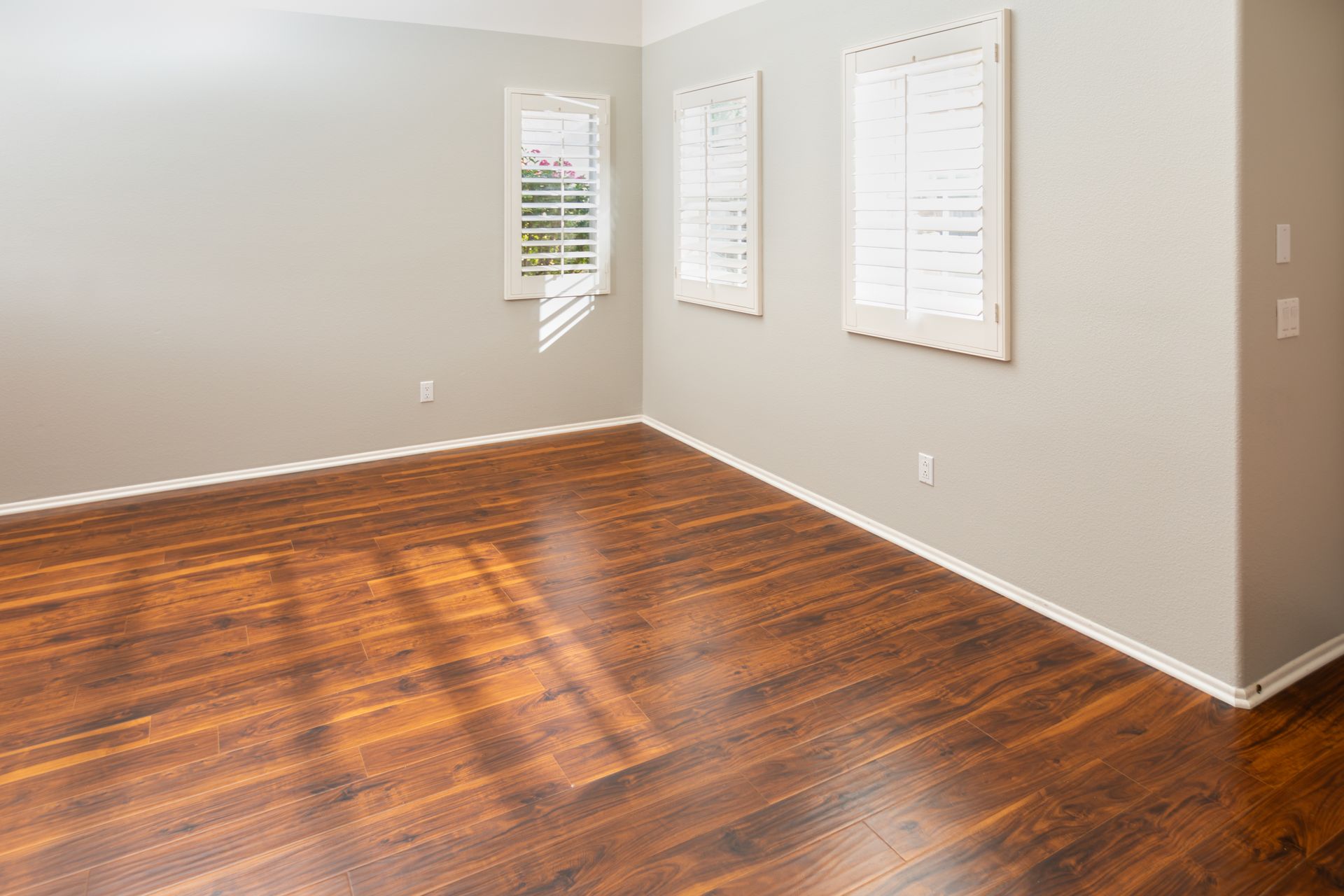 newly installed brown laminate flooring