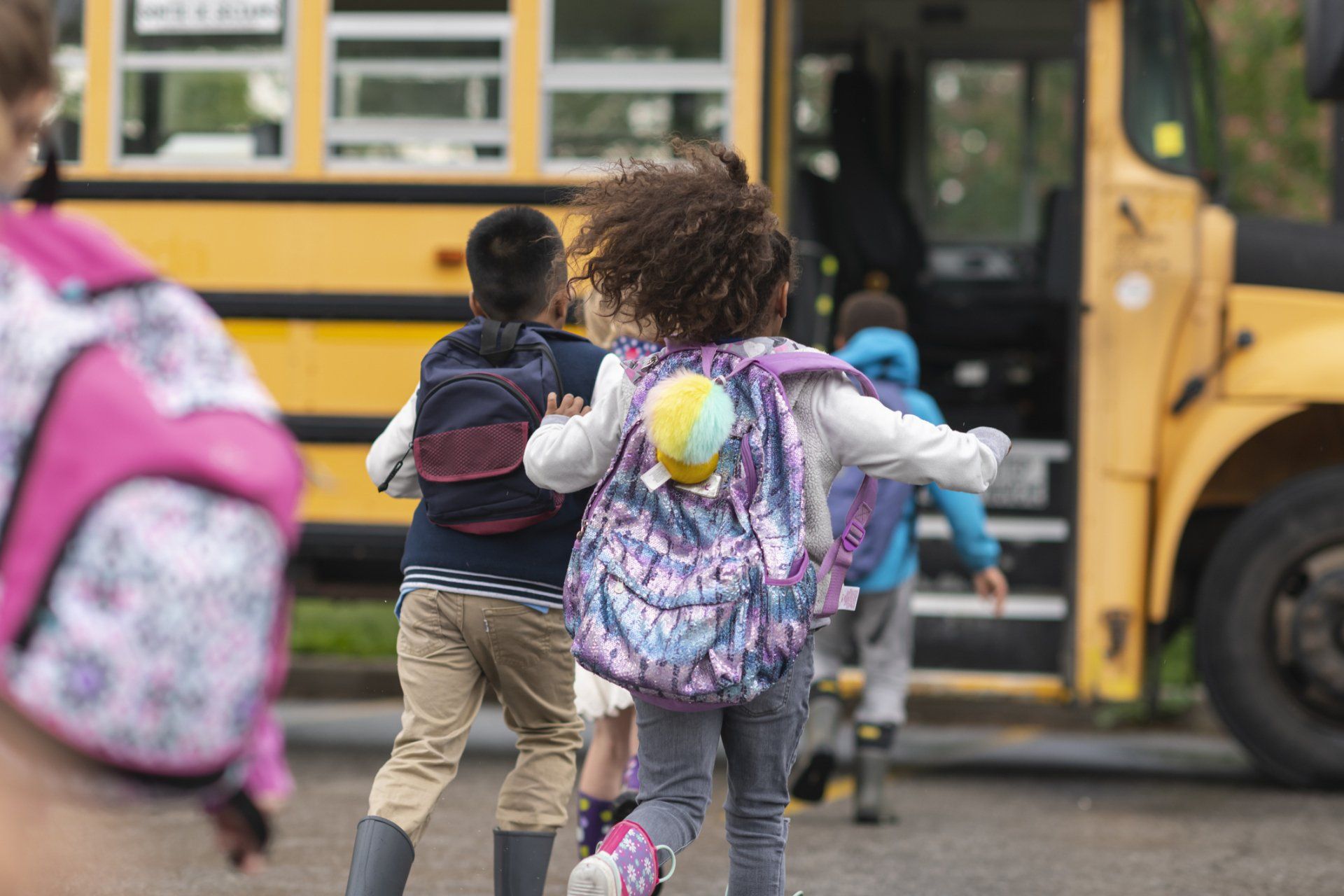 Children Getting to School Bus - Kinston, NC - Kinston Child Care Center