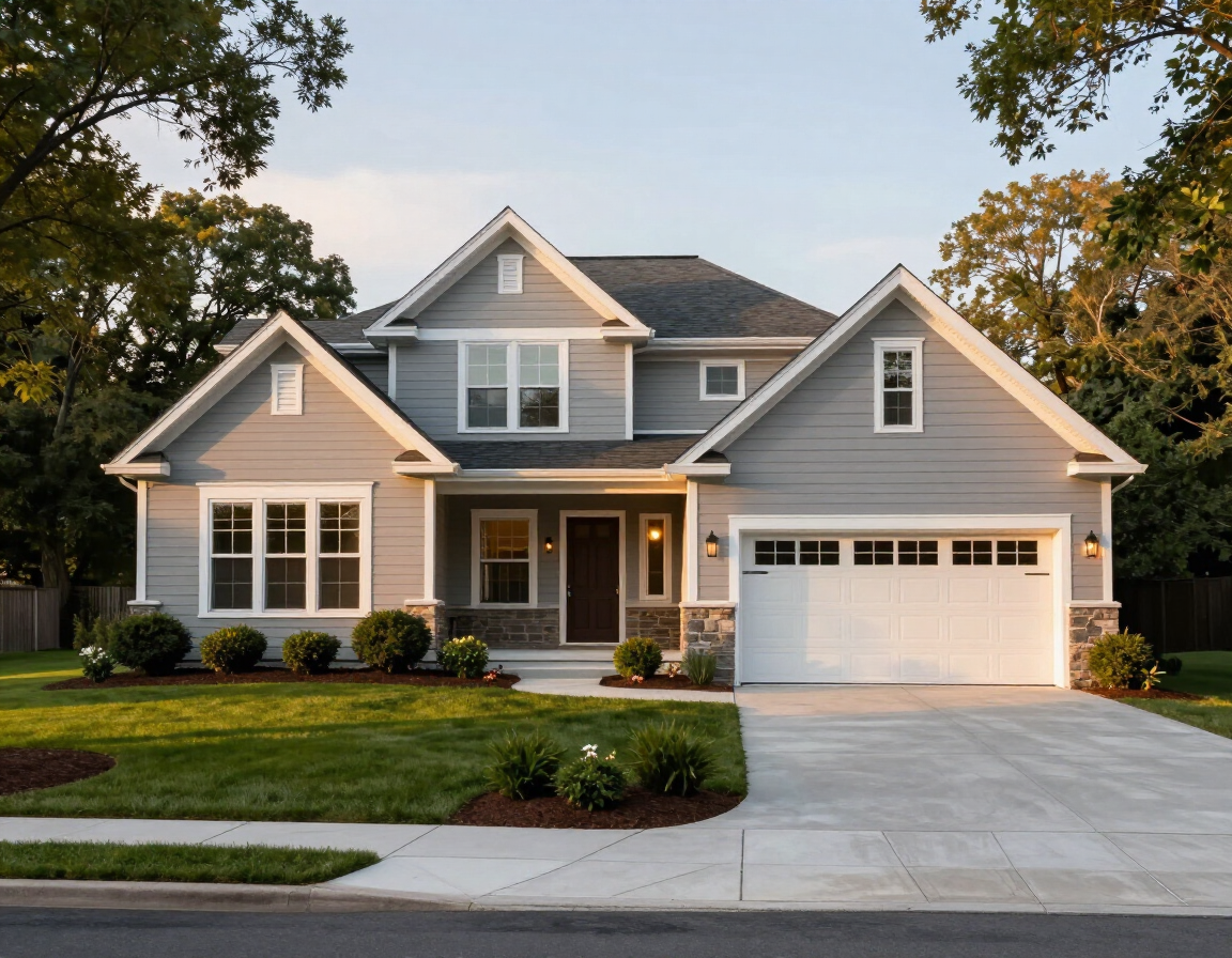 Well-maintained Western NY residential home exterior with tidy landscaping