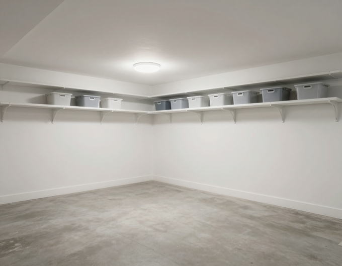 Clean, dry, organized basement interior