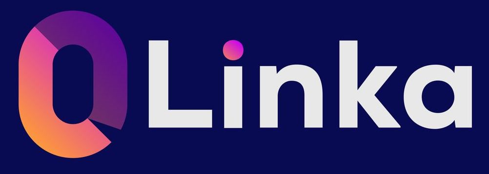 A logo for a company called linka on a blue background.