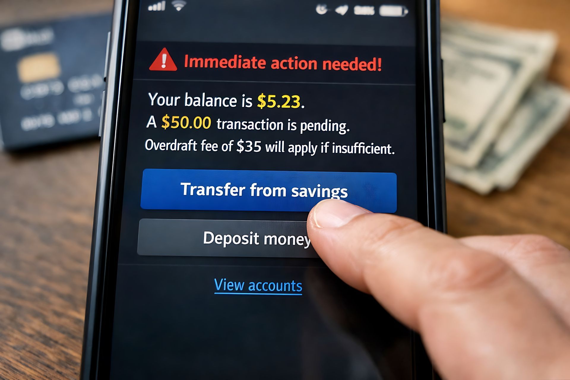 managing checking account on cell phone