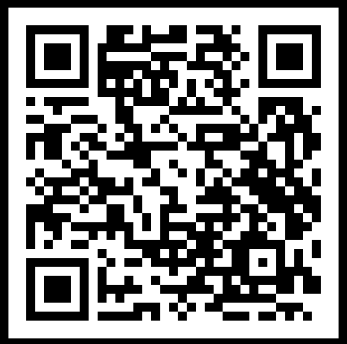 Black-and-white QR code on a white background