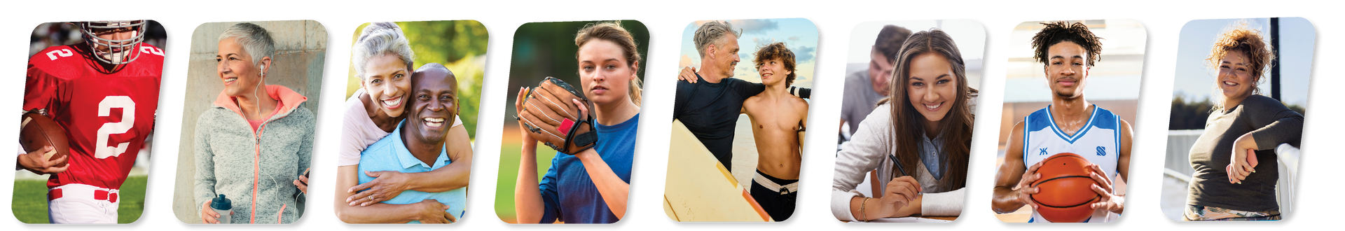 Collection of people in various activities and settings, including sports and outdoor scenes.