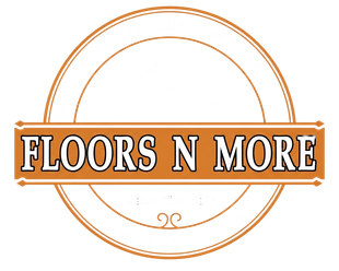 Floors N More logo in orange and white with a circular decorative border