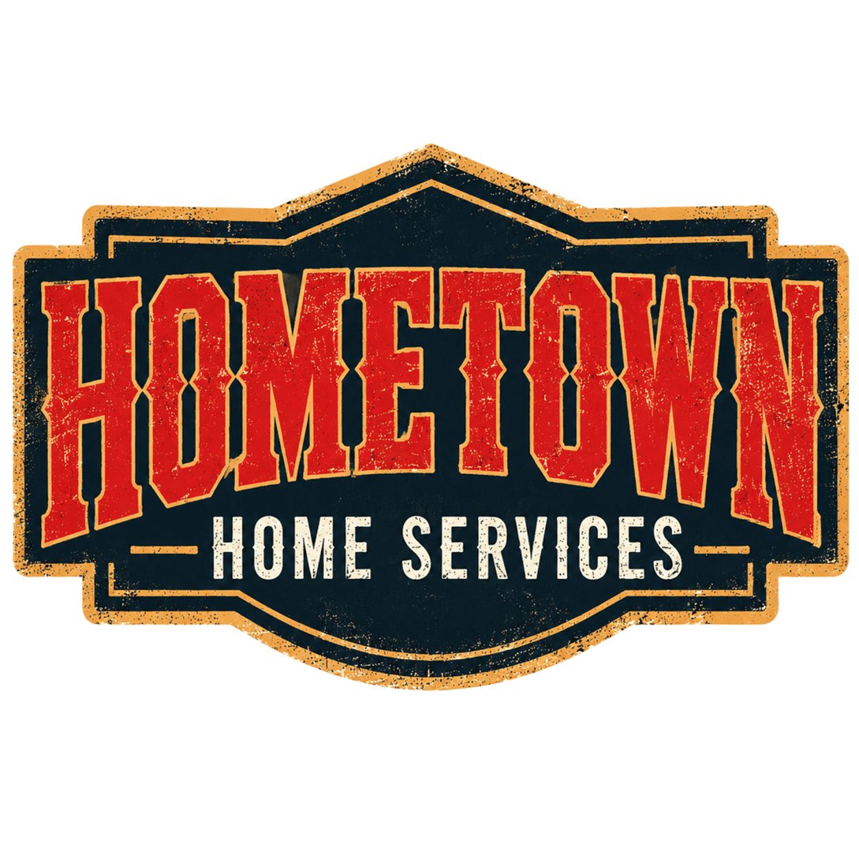Hometown Plumbing & Heating logo with crossed wrenches and flames on a dark background