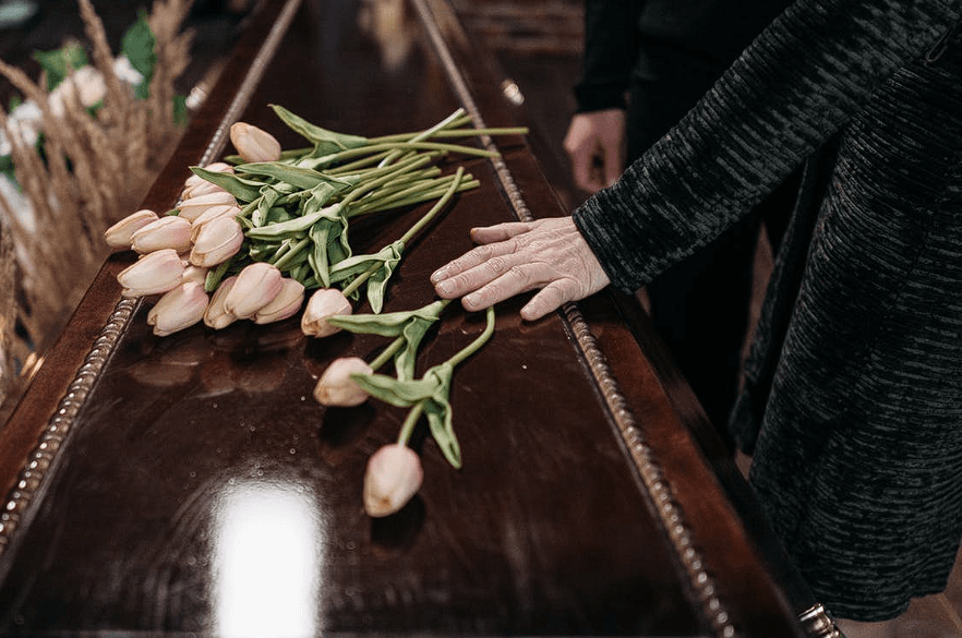 flowers on casket